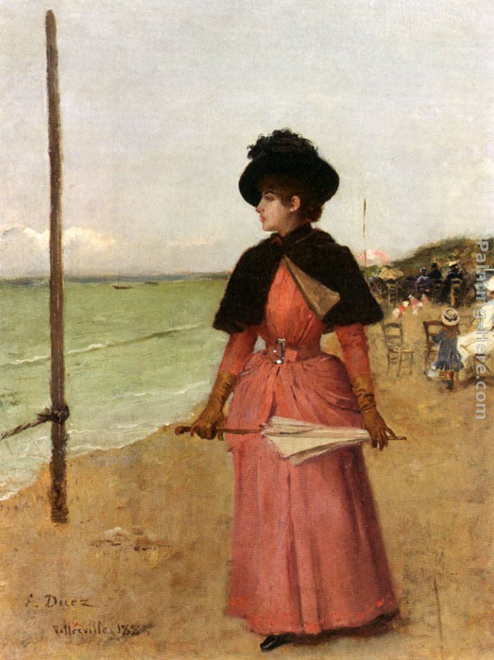 An Elegant Lady On The Beach painting - Ernest Ange Duez An Elegant Lady On The Beach art painting